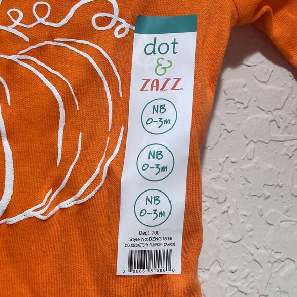 NWT Newborn Dot & Zazz 0-3 M Orange Sketchy Pumpkin Long  Sleeved 1-Piece Carrot - Picture 6 of 10